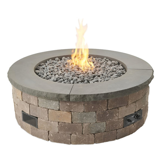 Outdoor Greatroom Bronson Block Square/Round Gas Fire Pit Kit - BRON5151-K/BRON52-K