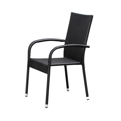 Set of 4 Outdoor Wicker Chairs - Black