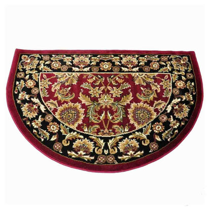46" Half Round Red and Black Kashan Hearth Rug