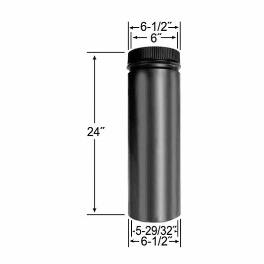6" x 24" DSP Double Wall Black Stovepipe - DSP-6P24