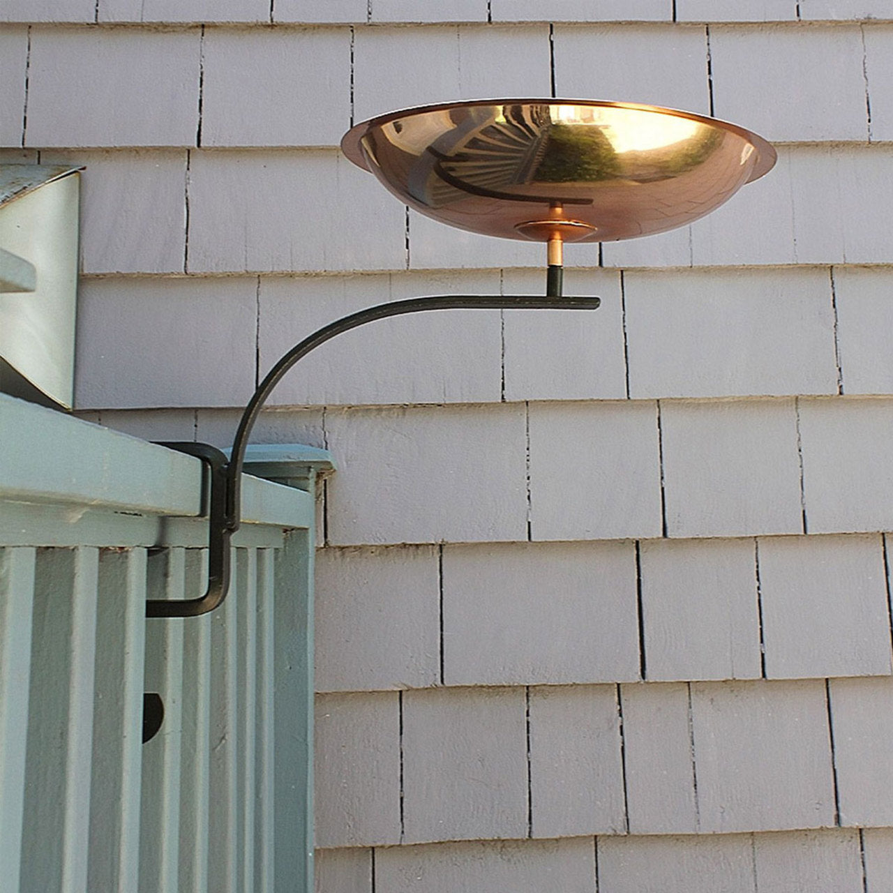 12" Copper Dogwood Birdbath with Rail Mount Bracket