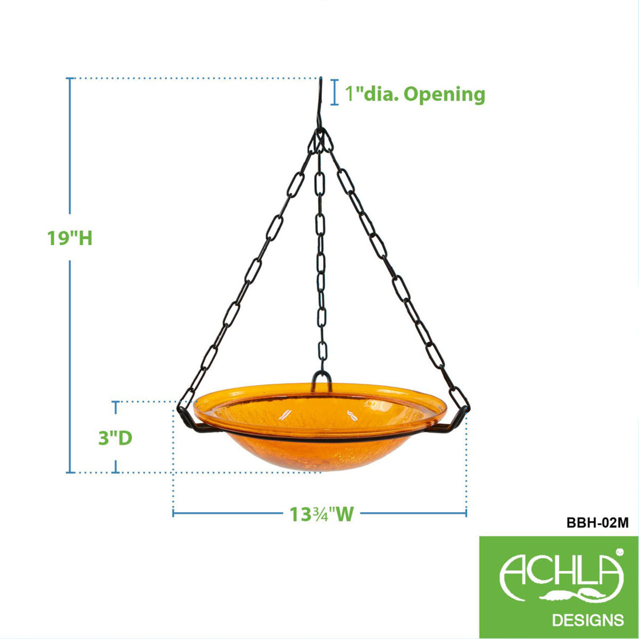 Crackle Glass Hanging Birdbath-Mandarin
