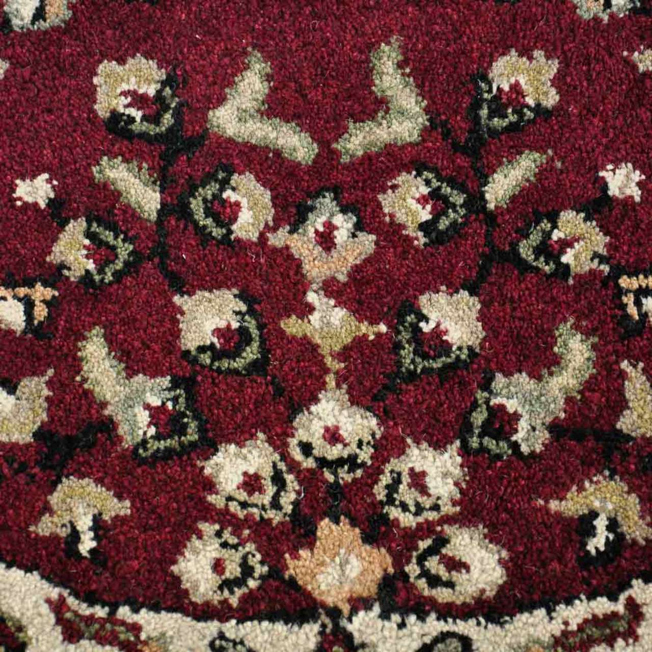 44" Red with Beige Hand Tufted Wool Hearth Rug