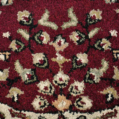 44" Red with Beige Hand Tufted Wool Hearth Rug