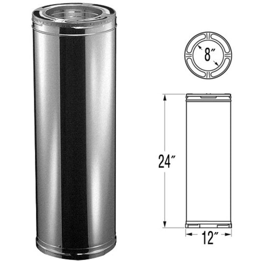 8" x 24" DuraPlus Galvanized Chimney Pipe - 8DP-24