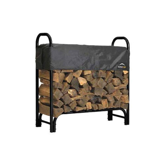 48" Covered Firewood Rack with Black Powder Coated Finish
