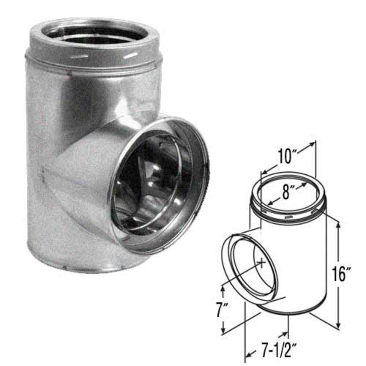 8" DuraTech Galvanized Standard Tee - 8DT-ST