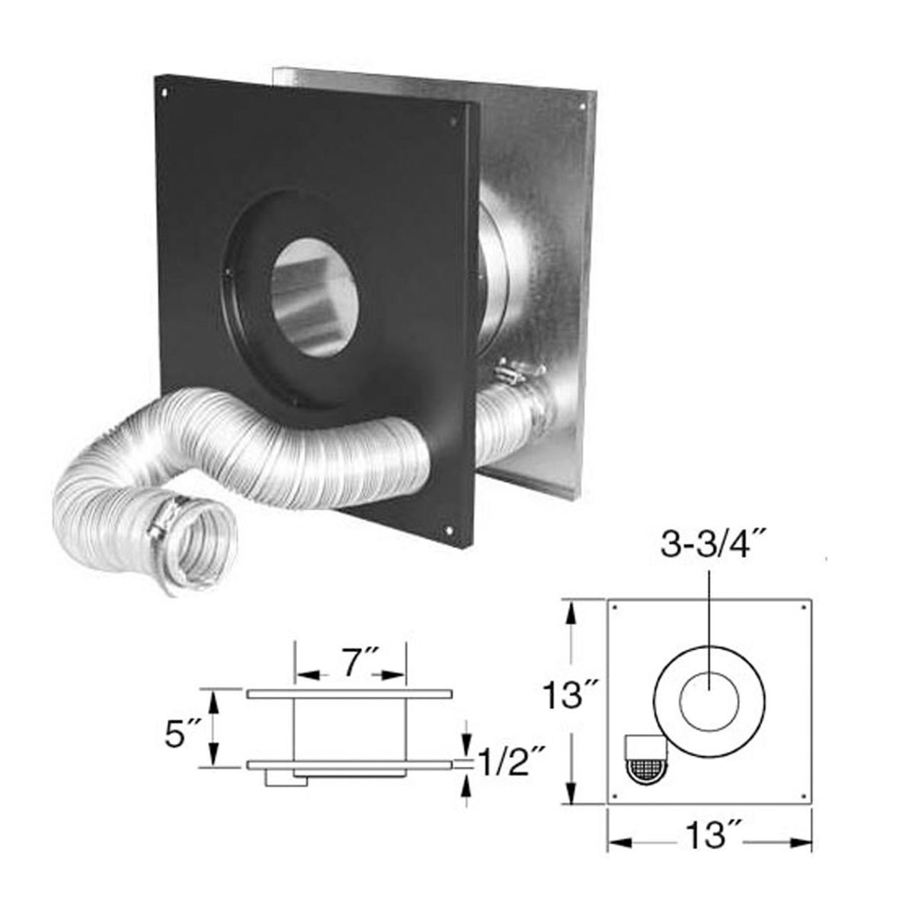 3" PelletVent Pro Wall Thimble Air Intake Kit - 3PVP-WTI