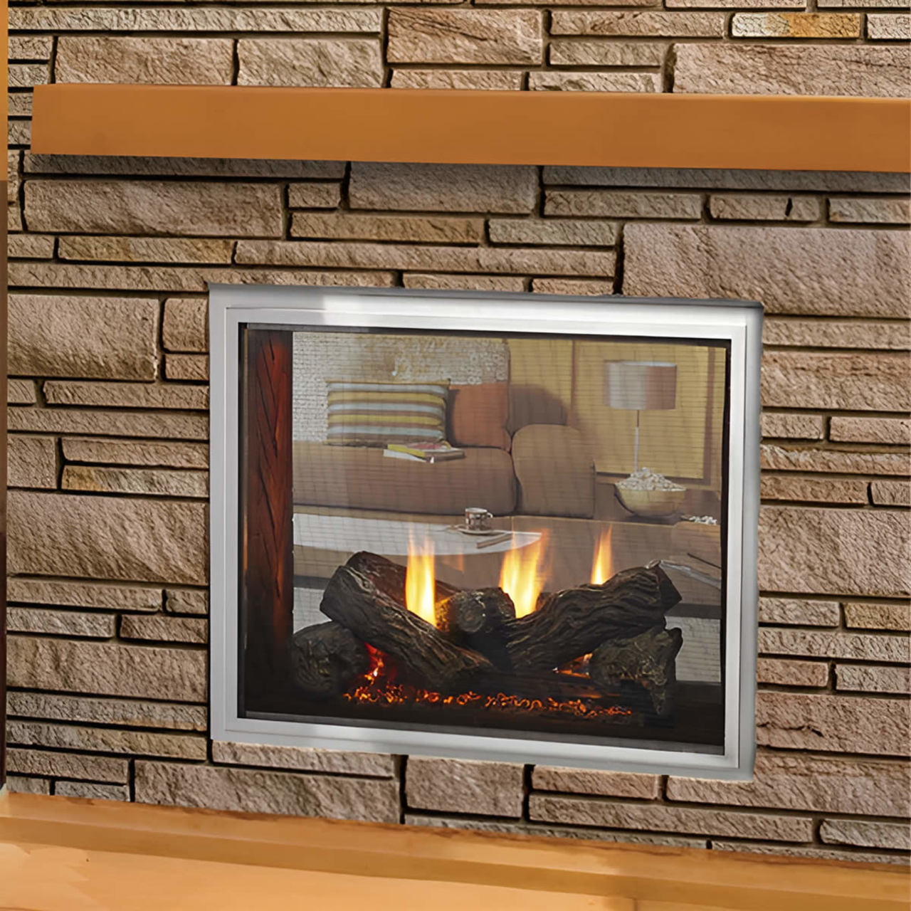 Outdoor Lifestyles 36" Fortress See-Through Indoor/Outdoor Gas Fireplace - Natural Gas - ODFORTG-36