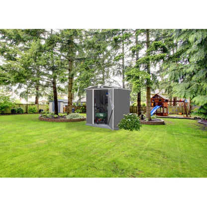 EZEE Low Gable - Galvanized Steel 6' x 5' Storage Shed - Charcoal/Cream