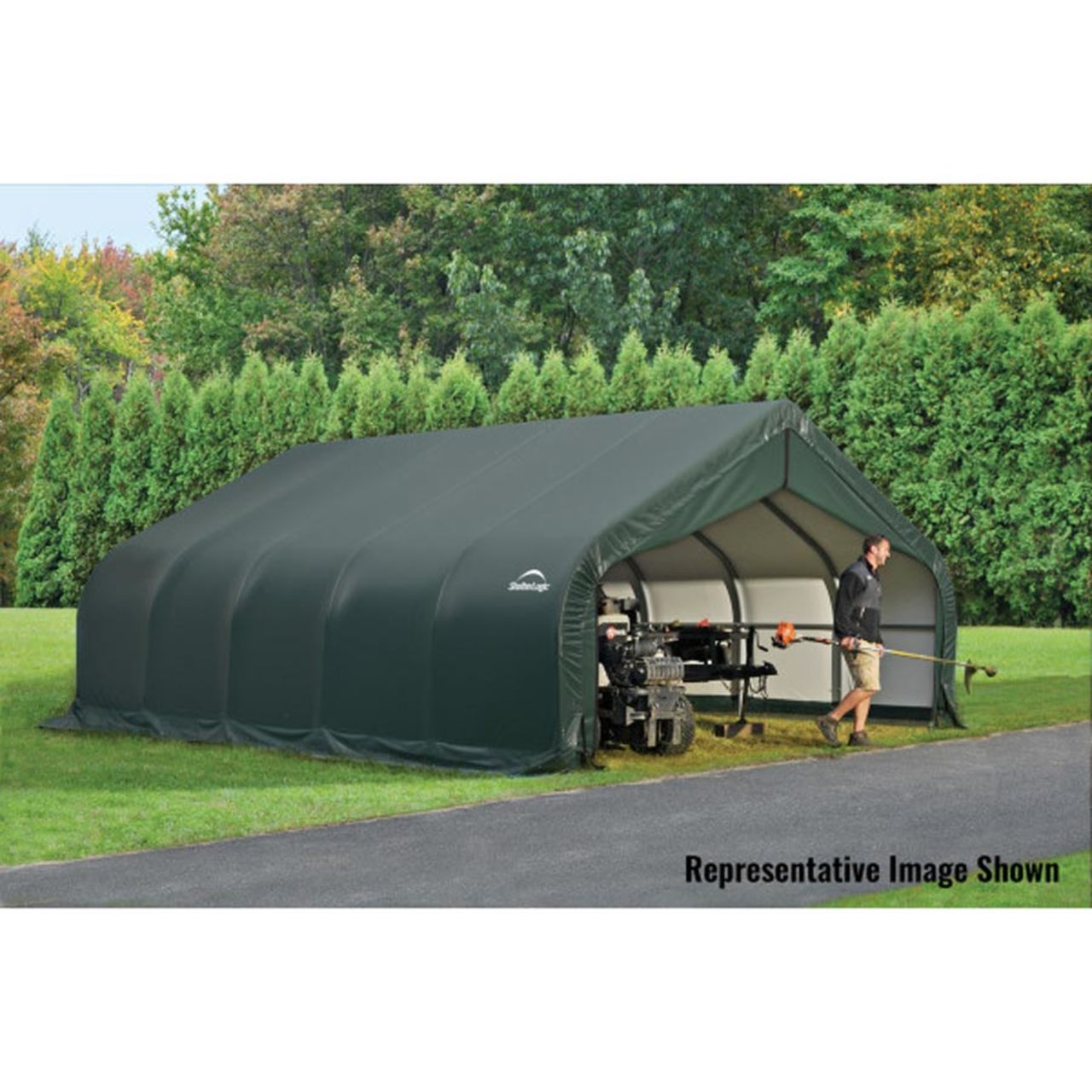 ShelterCoat 18' x 28' Garage With 11.5' Peak Roof - Green