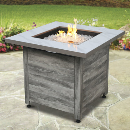The Chesapeake - LP Gas Outdoor Fire Pit w/ 30" Faux Marble Top - Gray