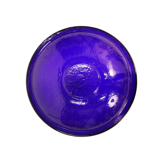 14-in. Cobalt Blue Crackle Glass Bowl Birdbath