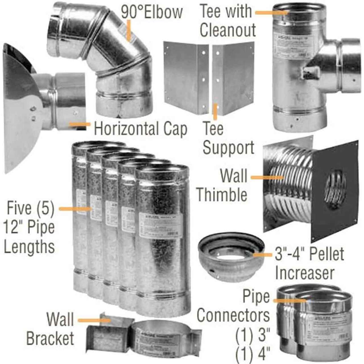 3" to 4" Selkirk VP Pellet Vent Pipe Thru-the-Wall Kit - 3/4VP-KIT