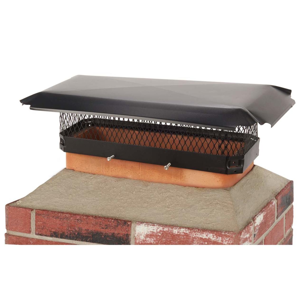 9" x 21" Black Galvanized Oval Single Flue Chimney Cap-5/8" Mesh