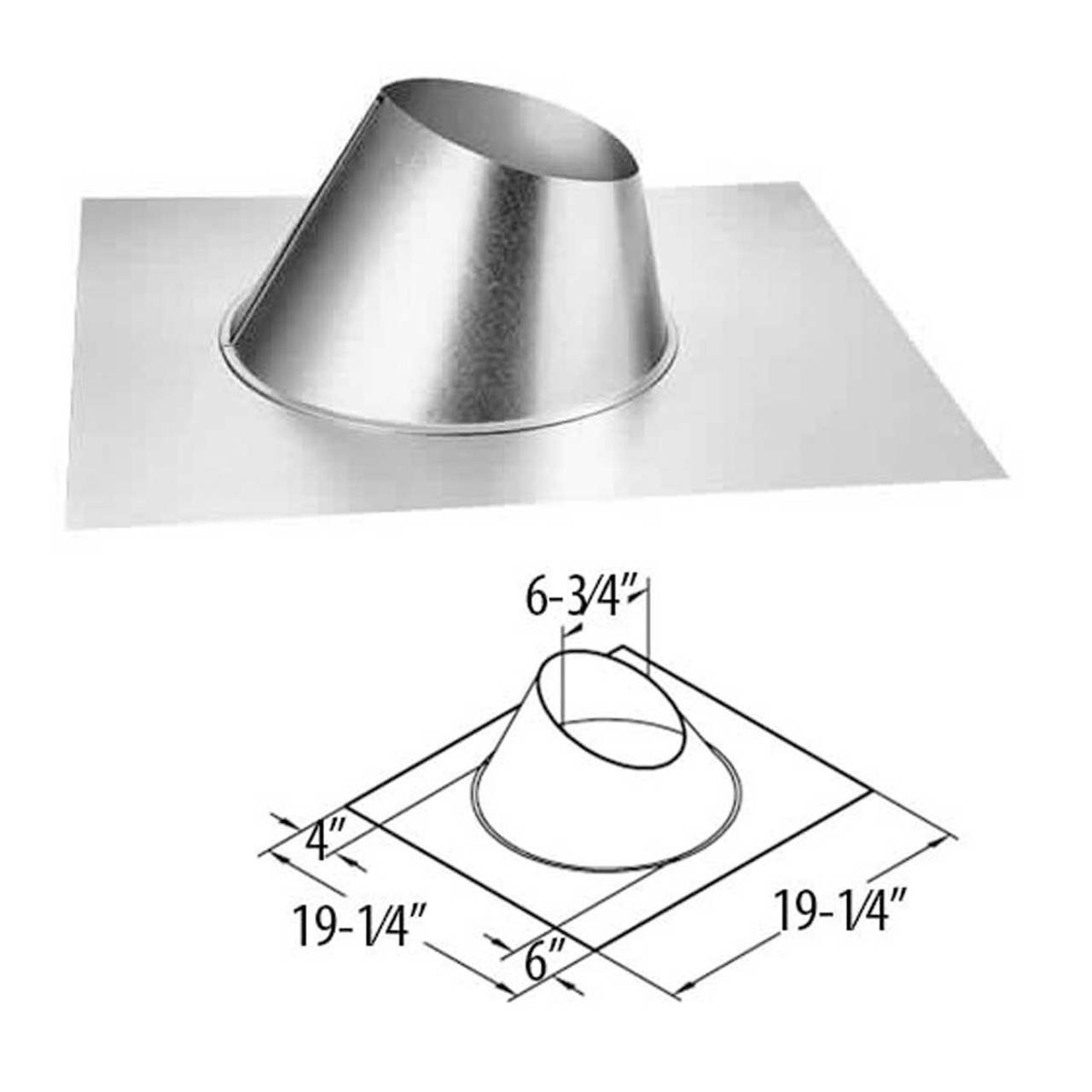 4" x 6 5/8" DirectVent Pro DSA 0/12 - 6/12 Roof Flashing - 46DVA-F6DS