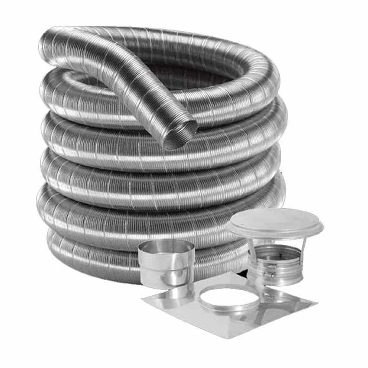 8'' DuraFlex 304 Basic Kit with 35' Flexible Stainless Steel Chimney Liner - 8DF304-35K