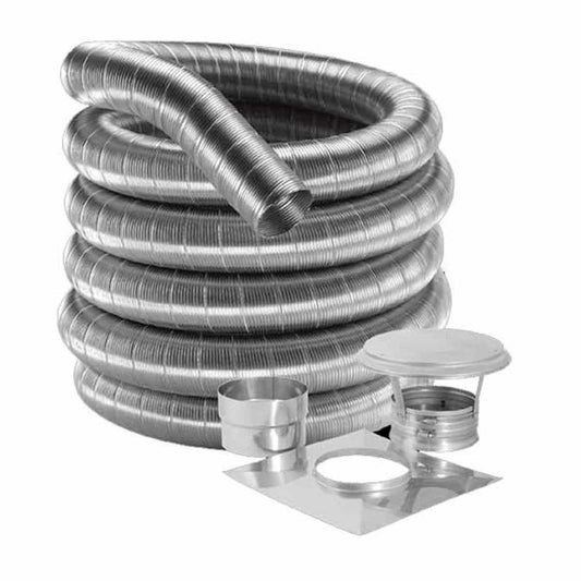 8'' DuraFlex 304 Basic Kit with 35' Flexible Stainless Steel Chimney Liner - 8DF304-35K