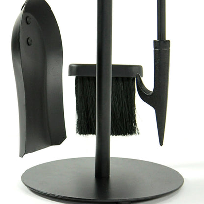 4 Piece Wrought Iron Black Fireplace Tool Set - F-1048