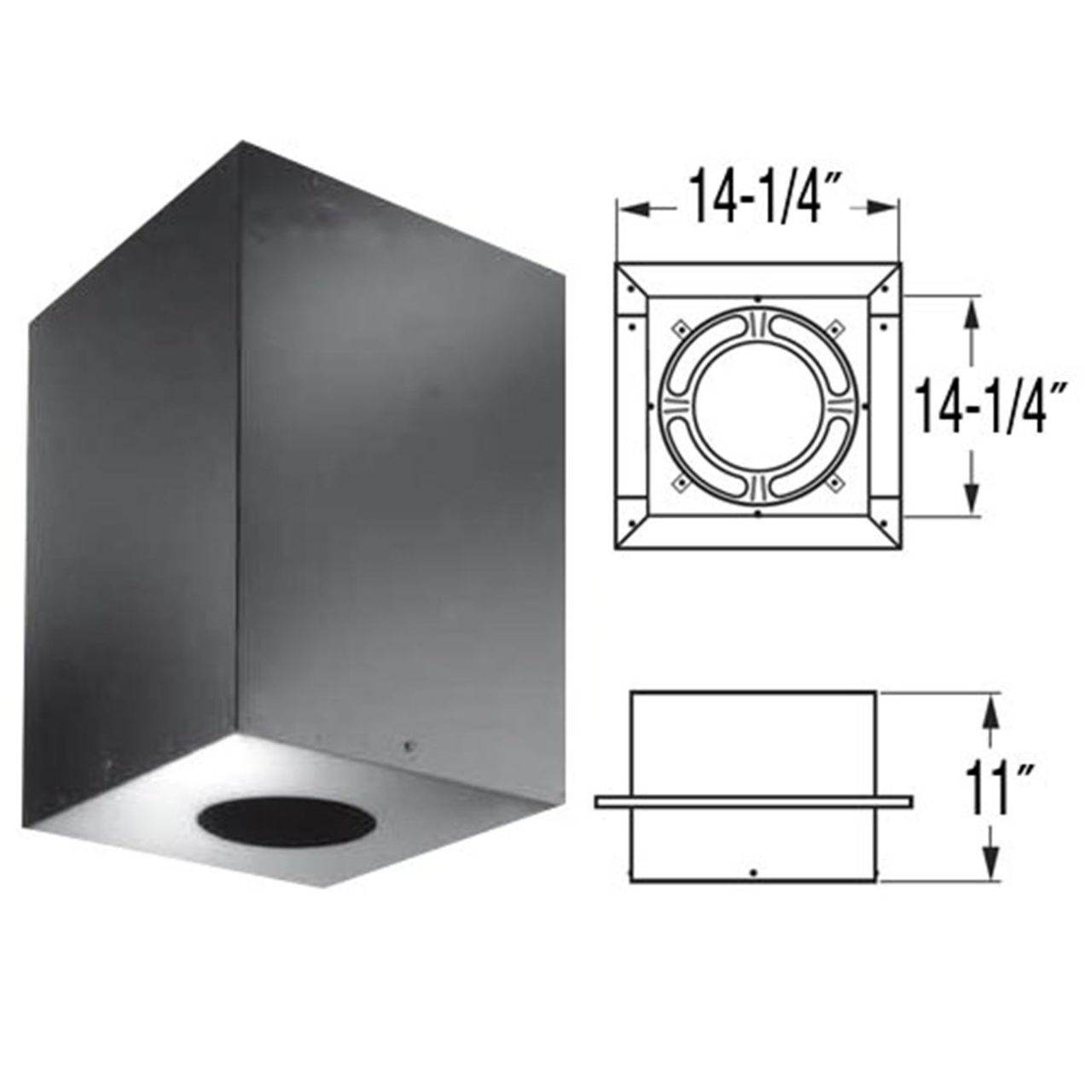 8" DuraPlus 11" Square Ceiling Support Box - 8DP-CS11