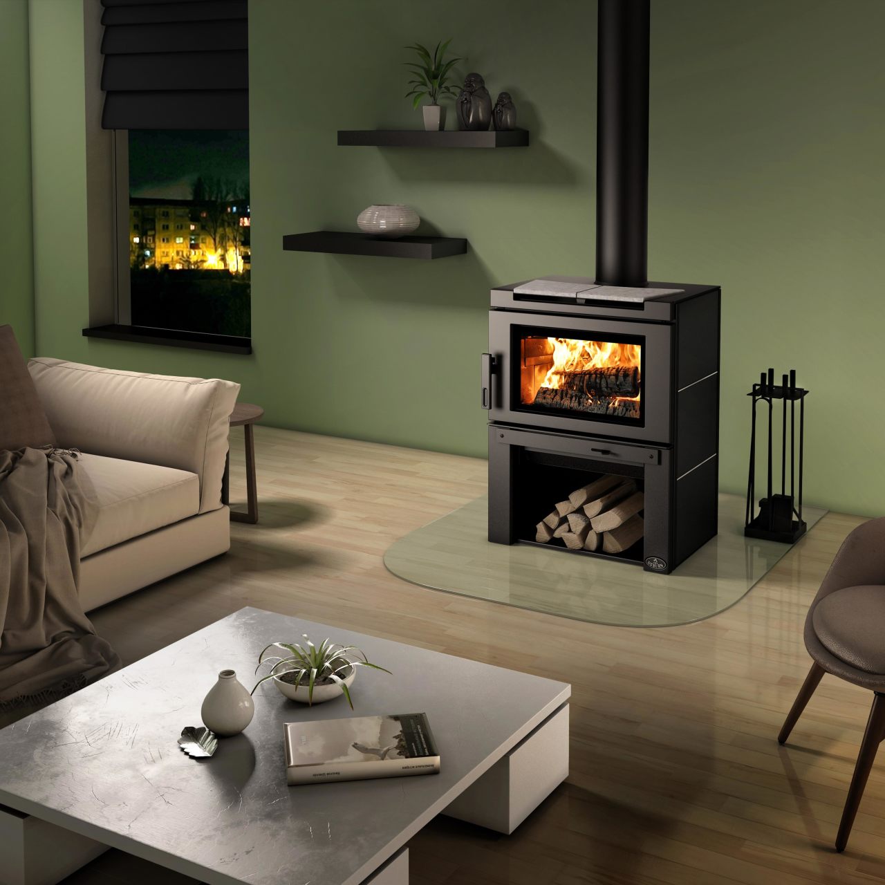 Osburn Matrix Black Wood Stove with Blower. Heats Up to 2,100 sq ft - OB02032