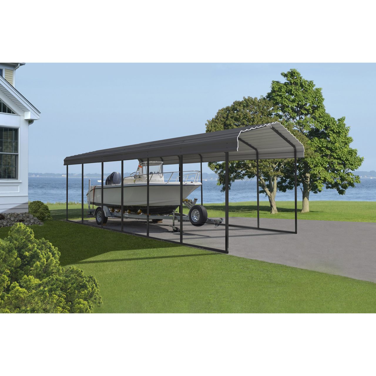 Arrow 10' x 29' x 9' Carport - Charcoal