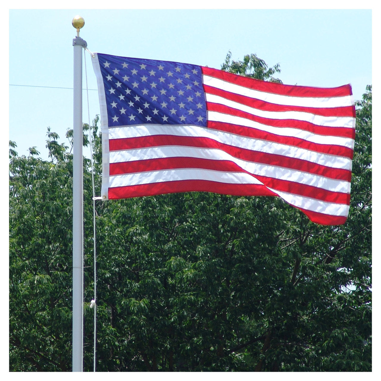 20ft Valley Forge Silver Aluminum Flagpole with 3'x5' Sewn Nylon US Flag
