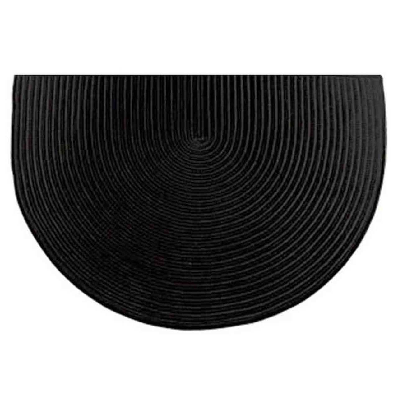 46" Half Round Black Solid Color Braided Hearth Rug