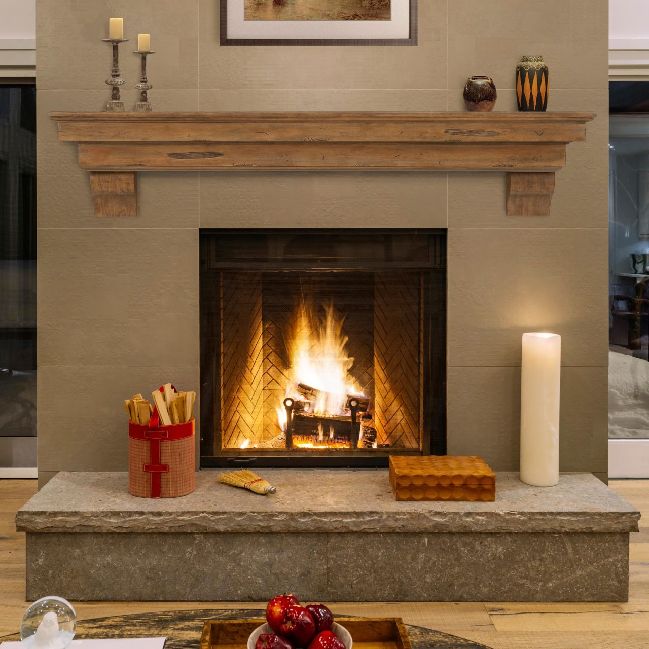 48" Celeste Fireplace Shelf by Pearl Mantels - Dune Distressed Finish