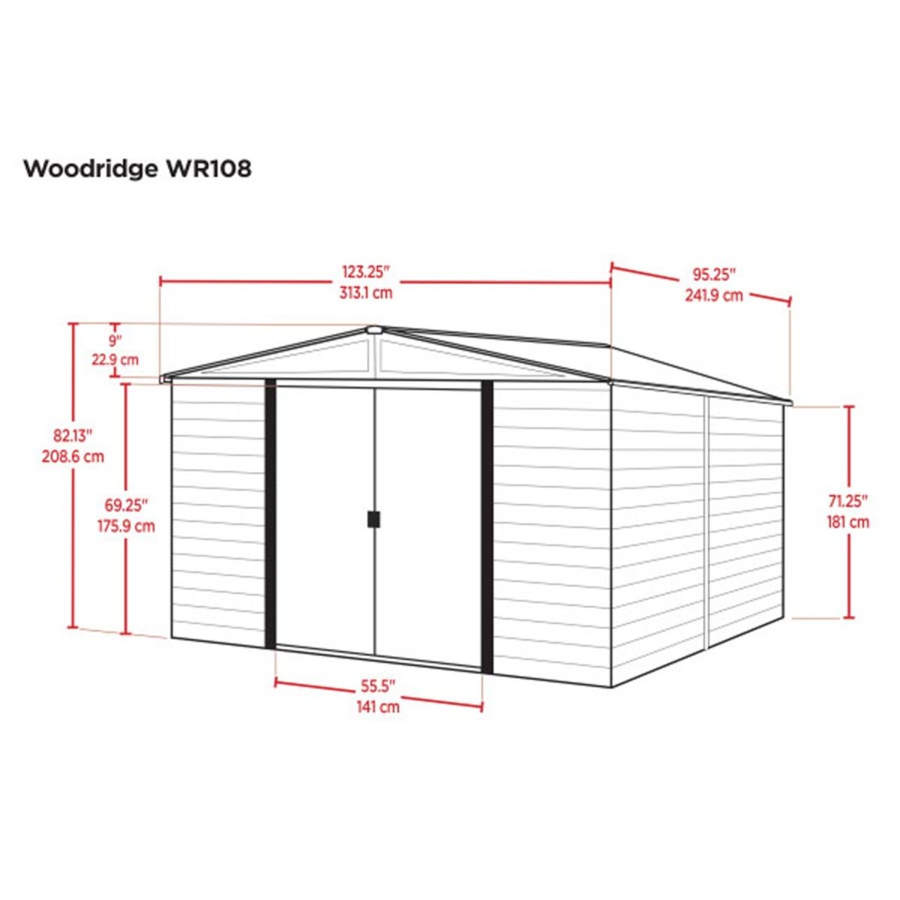 Woodridge 10' x 8' Steel Storage Shed in Coffee and Woodgrain