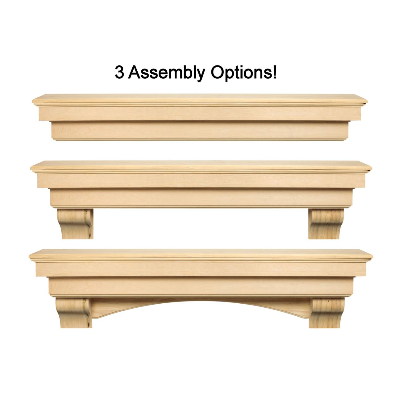 60" Auburn Unfinished Fireplace Shelf by Pearl Mantels