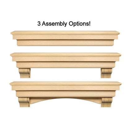 60" Auburn Unfinished Fireplace Shelf by Pearl Mantels