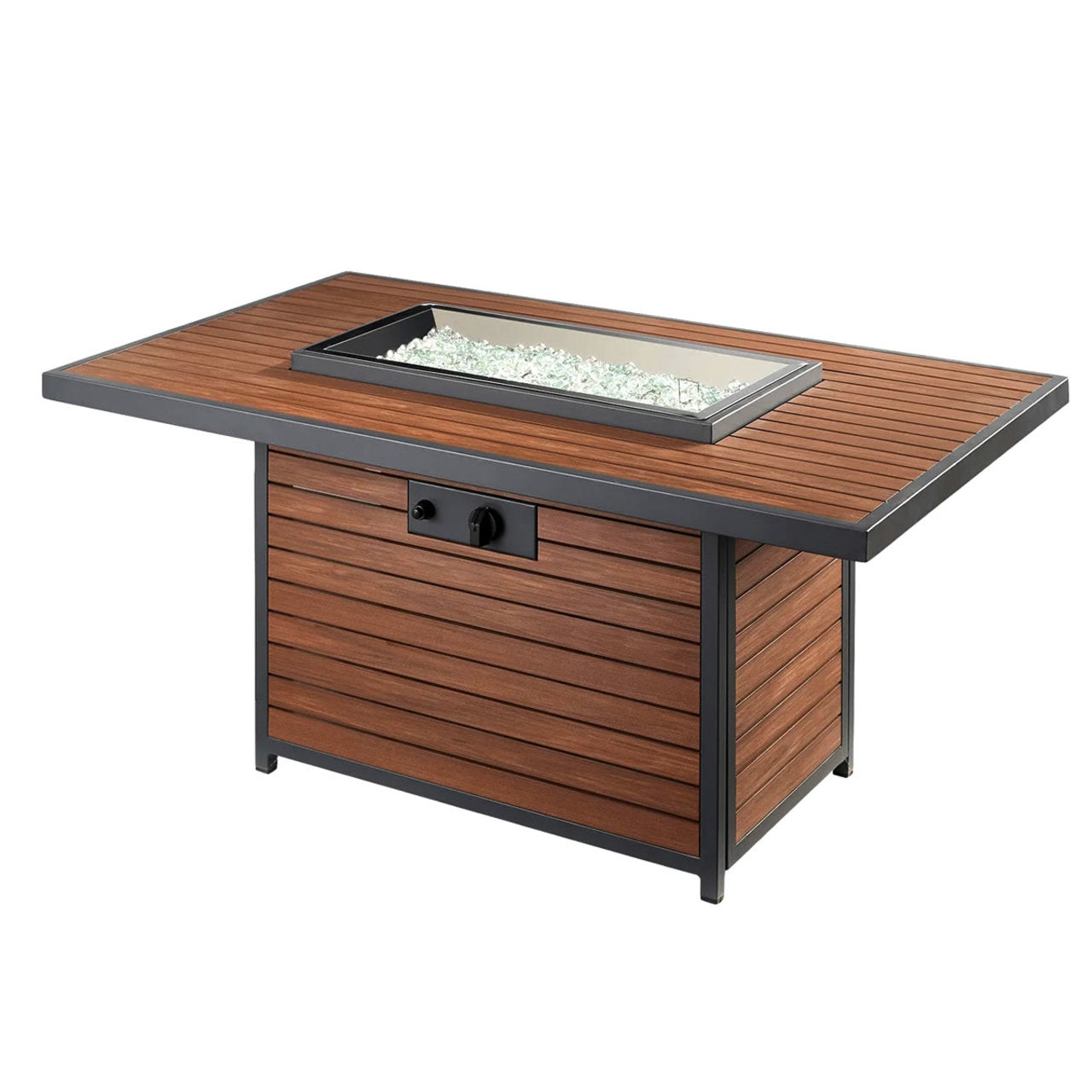 Outdoor Greatroom Kenwood and Brooks Rectangular Chat Height Gas Fire Pit Table
