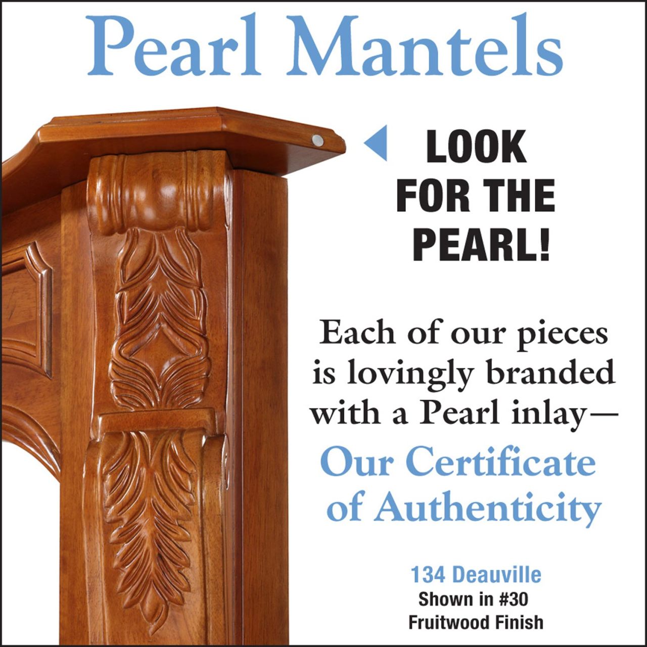 48" Deauville Fruitwood Finish Fireplace Mantel by Pearl Mantels
