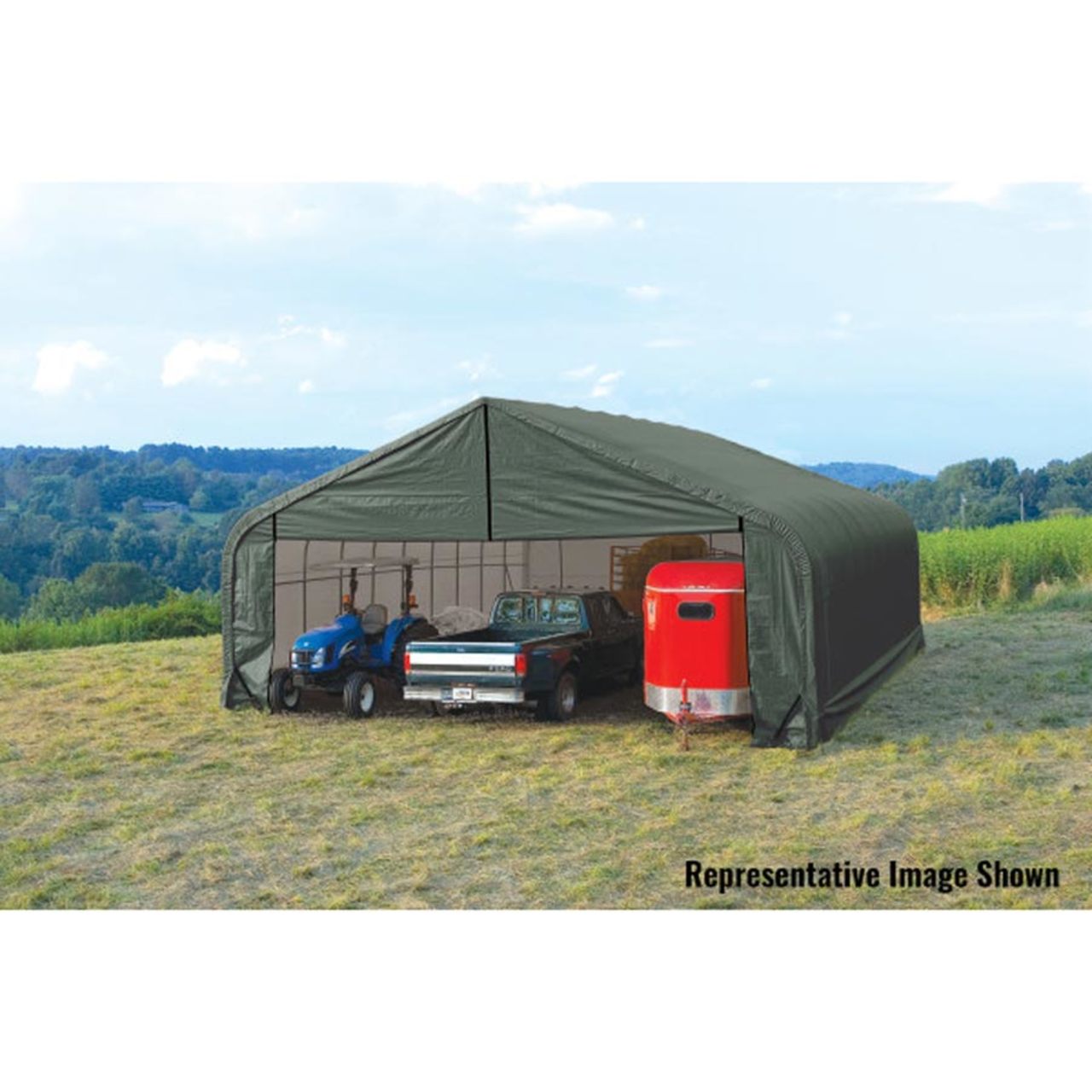 ShelterCoat 28' x 24' Garage With Peak Roof - Green
