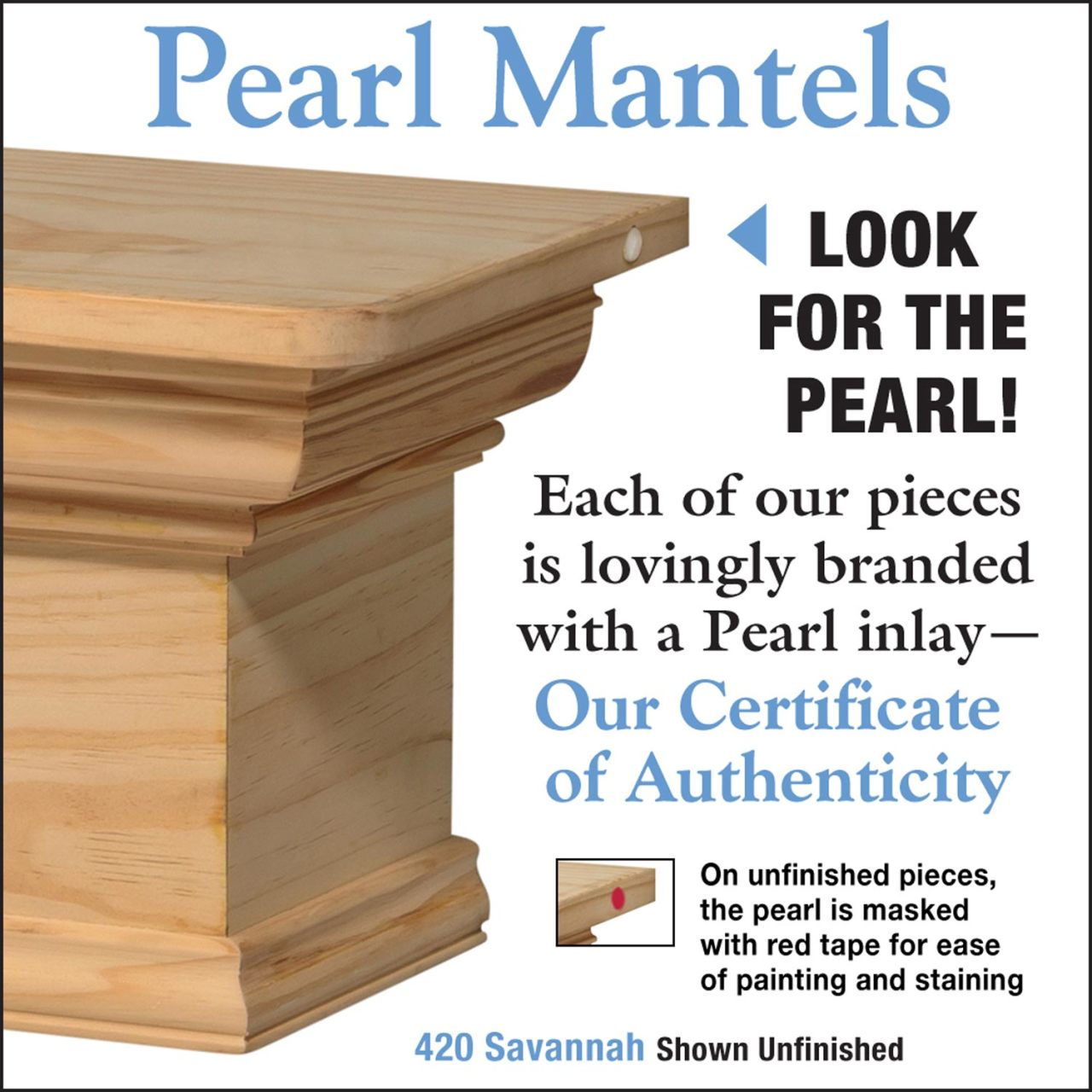 60" Savannah Fireplace Shelf by Pearl Mantels - Unfinished