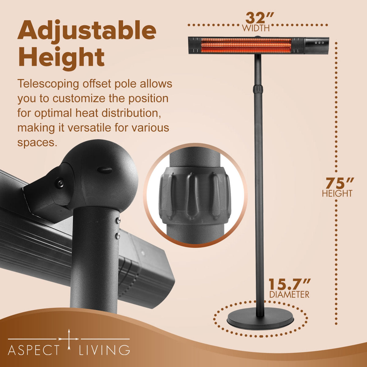 Fire Sense Pole Mounted Electric Patio Heater - 64910