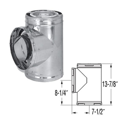 6" DuraPlus Stainless Steel Tee - 6DP-TSS