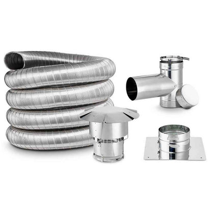 7" x 35' Lifetime Chimney Single-Wall Liner Kit with Tee