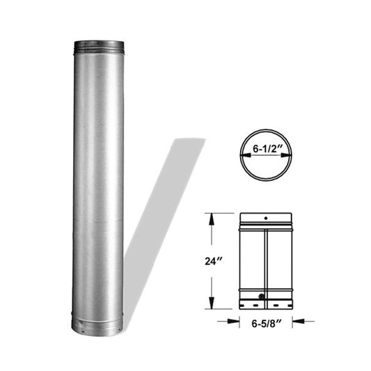 6" x 24" DuraLiner Round Rigid Chimney Relining Pipe - 6DLR-24