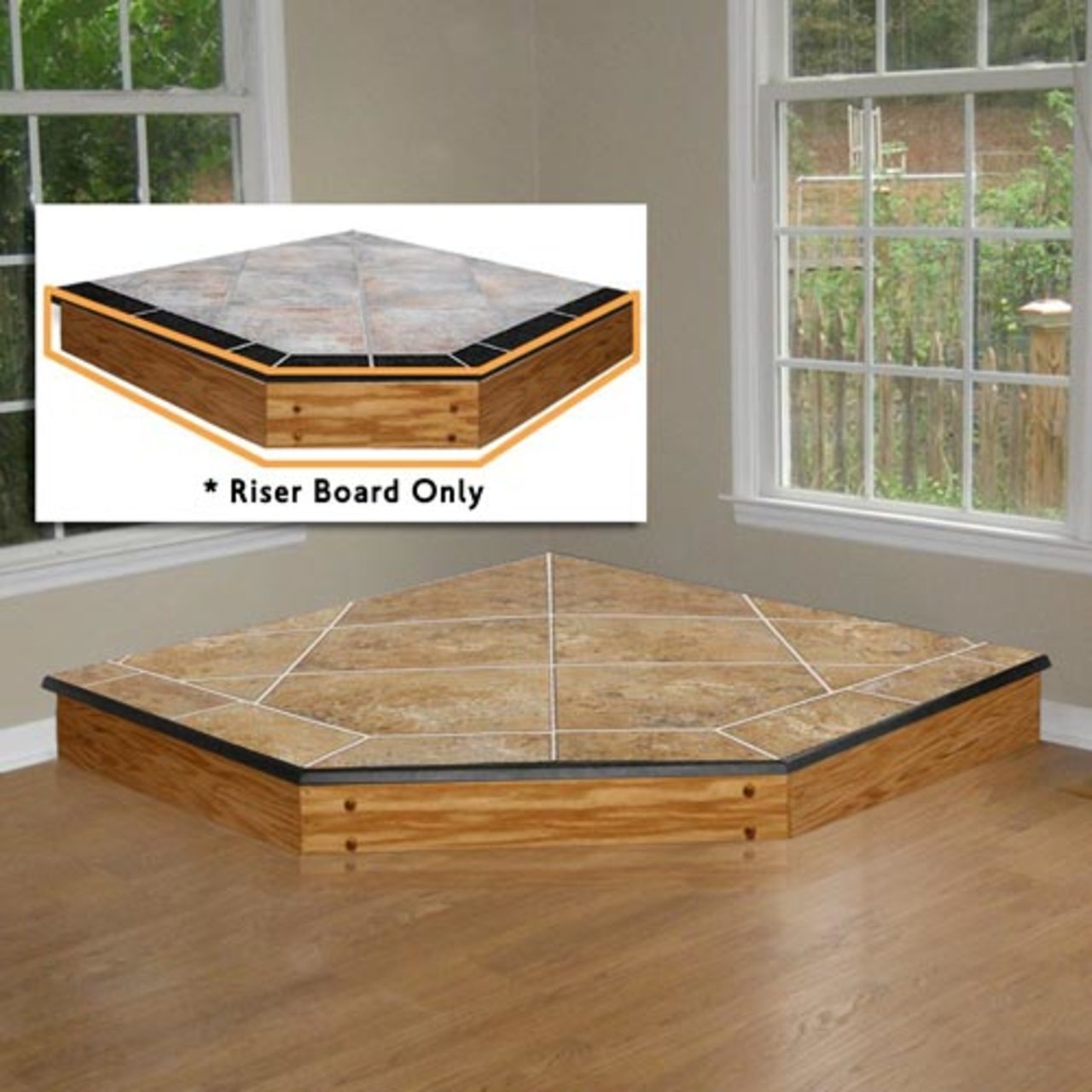 WoodEze 40" x 40" Single Cut Oak - 5" Hearth Board Riser