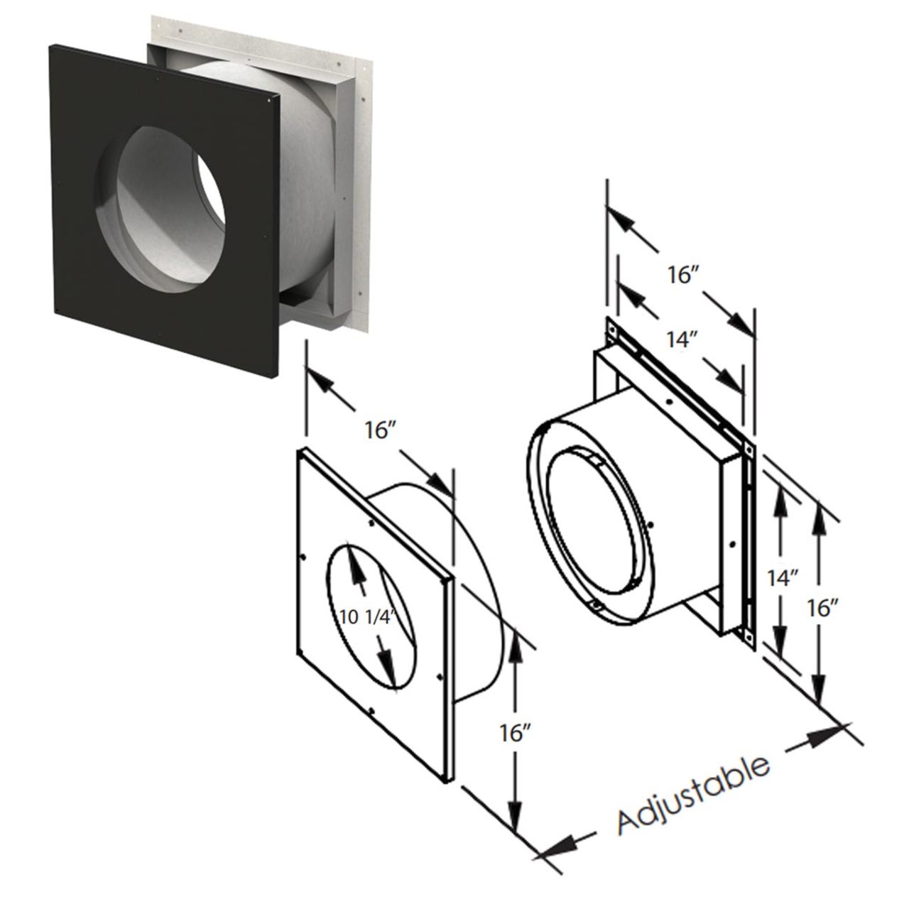 8'' DuraTech Insulated Wall Thimble - 8DT-IWT