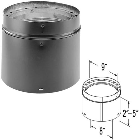8" x 6" DVL Double-Wall Adjustable Black Stove Pipe - 8DVL-6ADJ