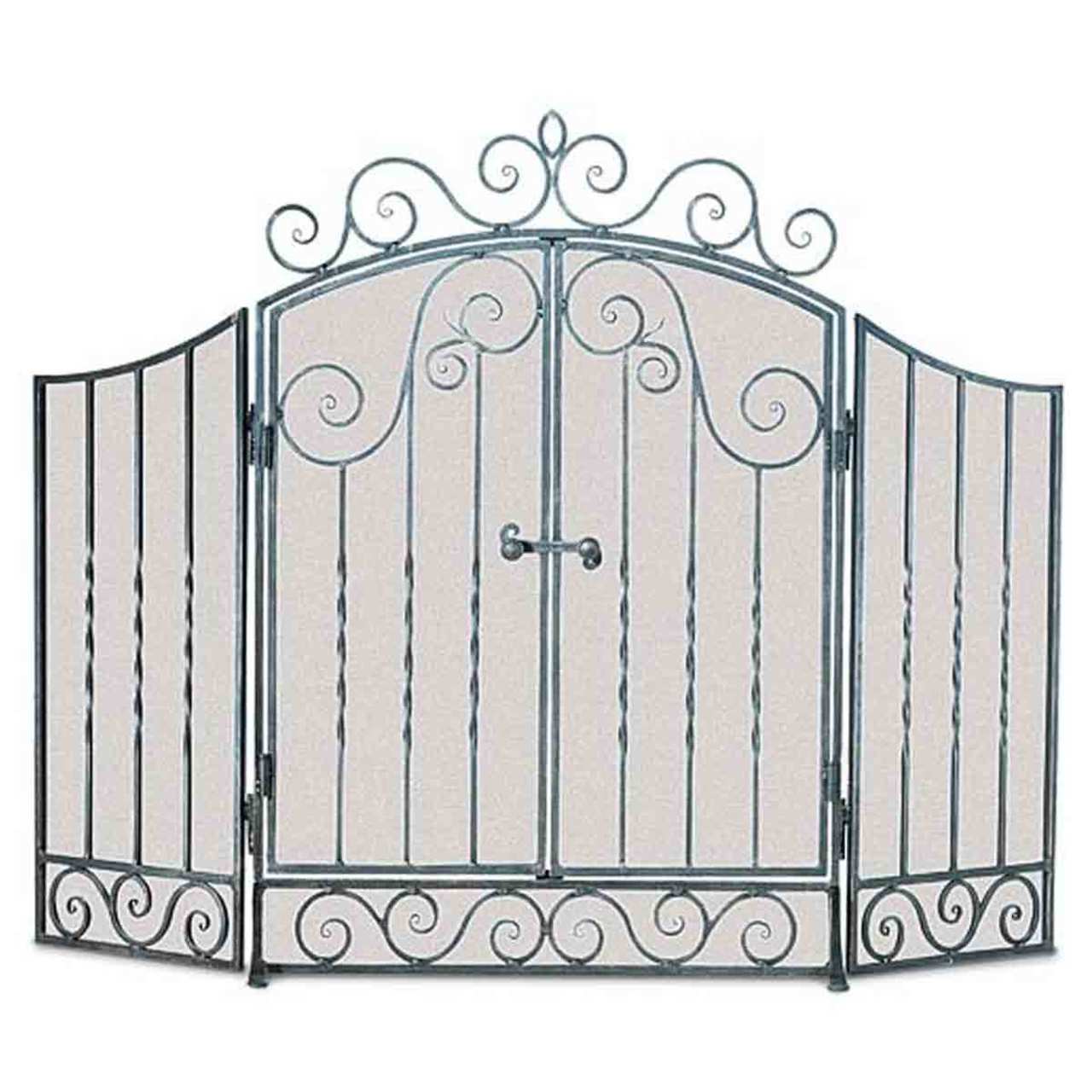 Pilgrim Vienna Fireplace Screen with Doors - Brushed Pewter