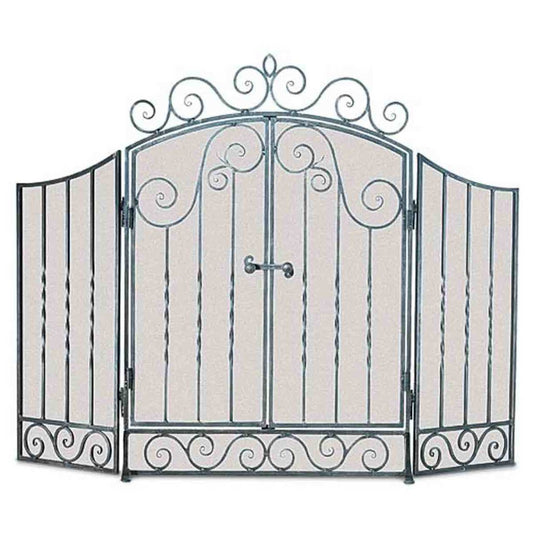 Pilgrim Vienna Fireplace Screen with Doors - Brushed Pewter