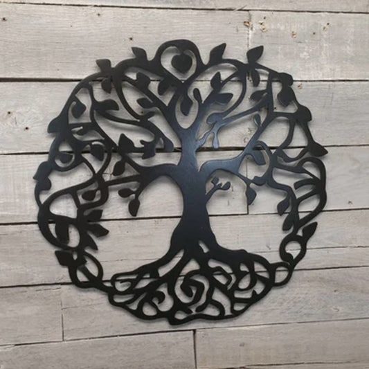 24" Decorative Metal Art - Tree of Life in Black