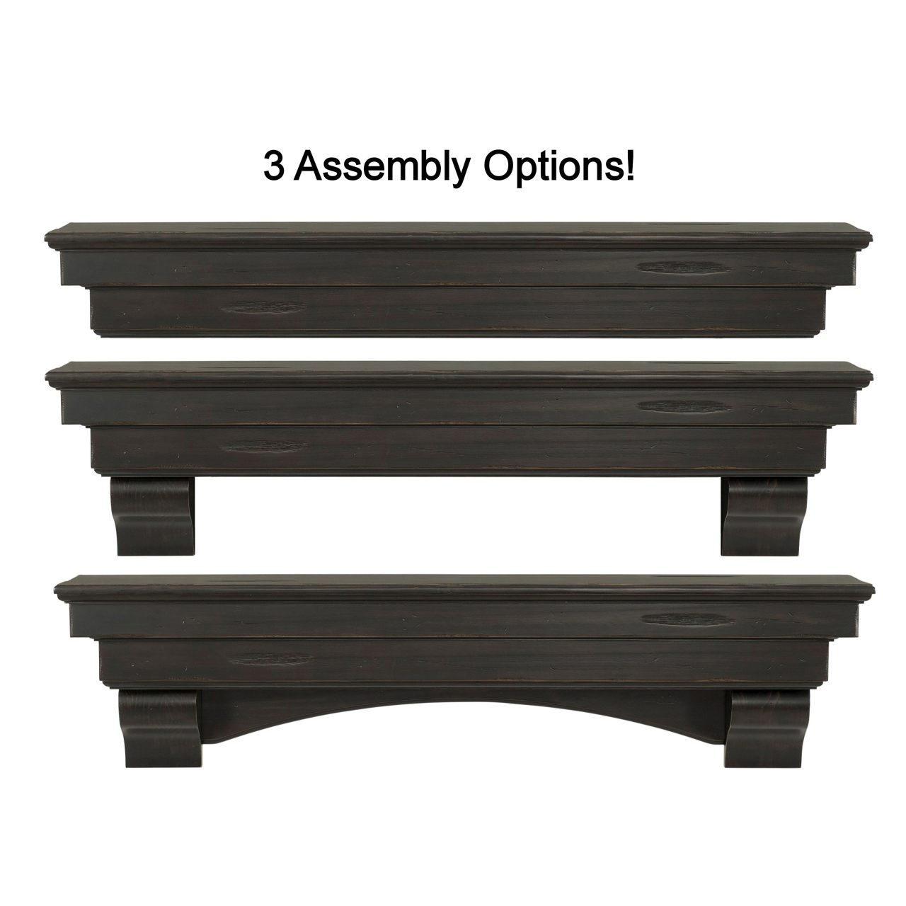 48" Celeste Fireplace Shelf by Pearl Mantels - Espresso Distressed Finish