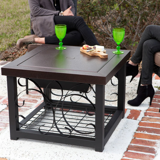 Fire Sense Hammer Tone Bronze Finish Cocktail Table Fire Pit - 61331