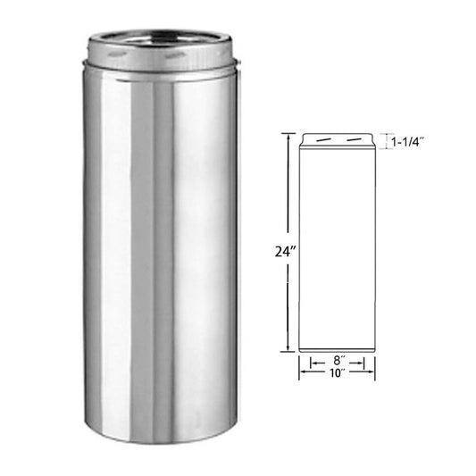 8" x 24" Selkirk Ultra Temp Stainless Chimney Pipe - 208024U