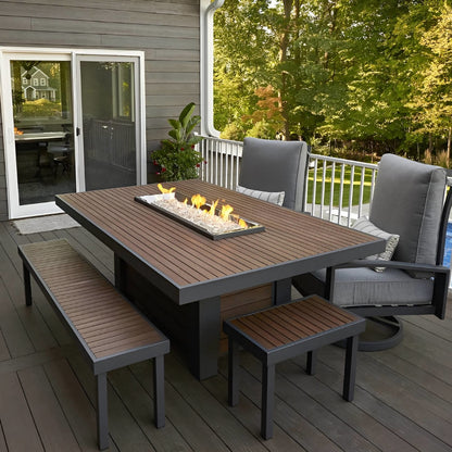 Outdoor Greatroom Kenwood and Brooks Linear Chat Height Gas Fire Pit Table